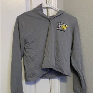 grey, cropped, long sleeve